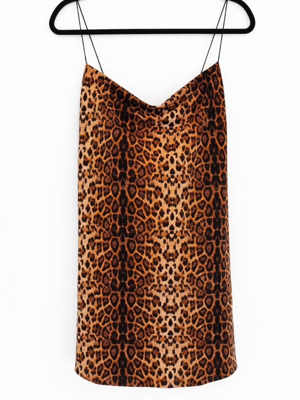 Y2K Leopard Print Cowl Neck Indie Sleaze Mini Dress/Top L